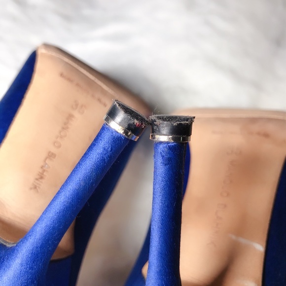 โค๏ธSOLDโค๏ธManolo Blahnik hangisi pumps 100 blue 35 - Picture 10 of 10